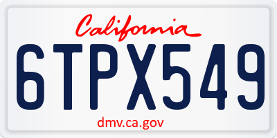 CA license plate 6TPX549