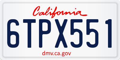 CA license plate 6TPX551