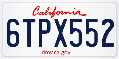 CA license plate 6TPX552