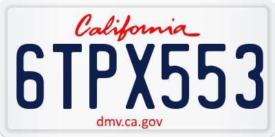 CA license plate 6TPX553