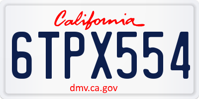 CA license plate 6TPX554