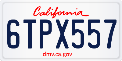 CA license plate 6TPX557