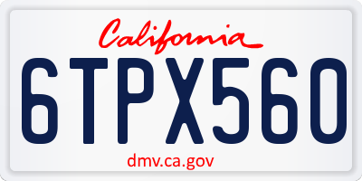 CA license plate 6TPX560