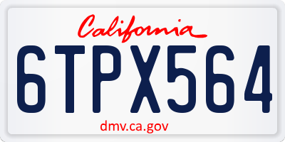 CA license plate 6TPX564