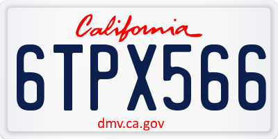 CA license plate 6TPX566