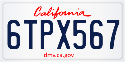 CA license plate 6TPX567