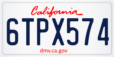 CA license plate 6TPX574