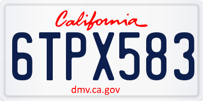 CA license plate 6TPX583