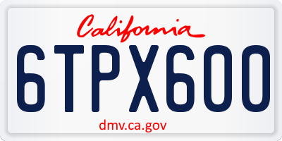 CA license plate 6TPX600