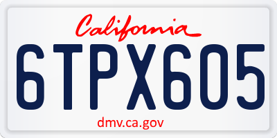 CA license plate 6TPX605