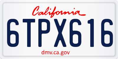 CA license plate 6TPX616