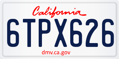 CA license plate 6TPX626