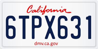 CA license plate 6TPX631