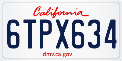 CA license plate 6TPX634