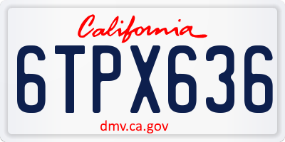 CA license plate 6TPX636