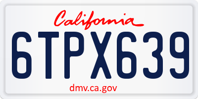 CA license plate 6TPX639