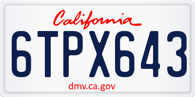 CA license plate 6TPX643