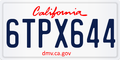 CA license plate 6TPX644