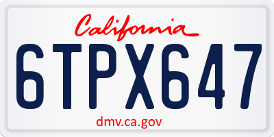 CA license plate 6TPX647
