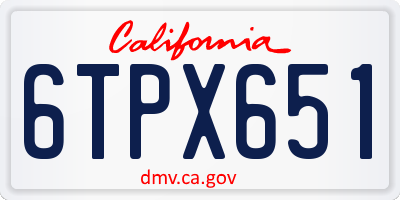 CA license plate 6TPX651