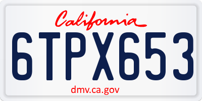 CA license plate 6TPX653