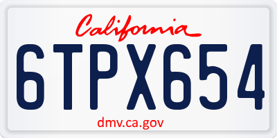 CA license plate 6TPX654