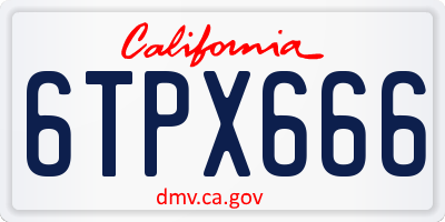 CA license plate 6TPX666