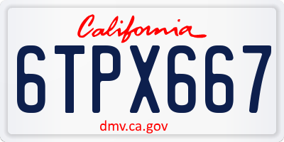 CA license plate 6TPX667