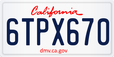 CA license plate 6TPX670