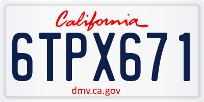 CA license plate 6TPX671