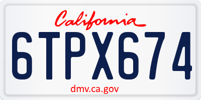 CA license plate 6TPX674