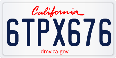 CA license plate 6TPX676