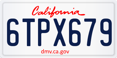 CA license plate 6TPX679