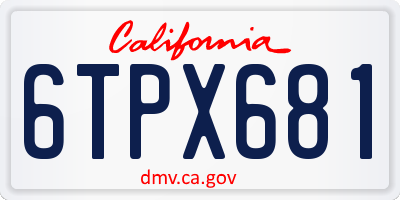 CA license plate 6TPX681