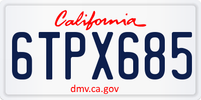 CA license plate 6TPX685