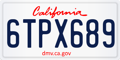 CA license plate 6TPX689