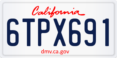 CA license plate 6TPX691