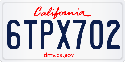 CA license plate 6TPX702