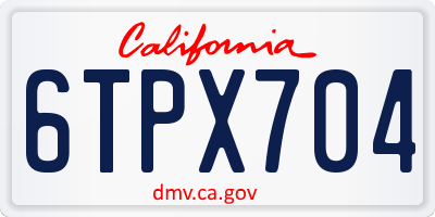 CA license plate 6TPX704