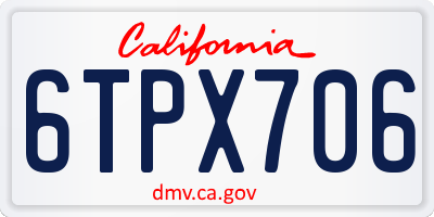 CA license plate 6TPX706