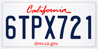 CA license plate 6TPX721