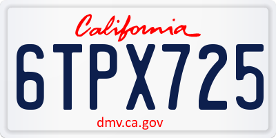 CA license plate 6TPX725