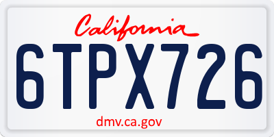 CA license plate 6TPX726