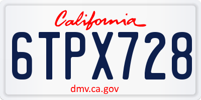 CA license plate 6TPX728