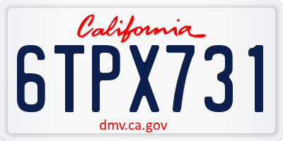 CA license plate 6TPX731