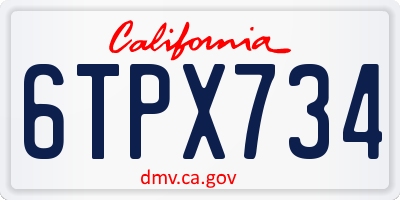 CA license plate 6TPX734