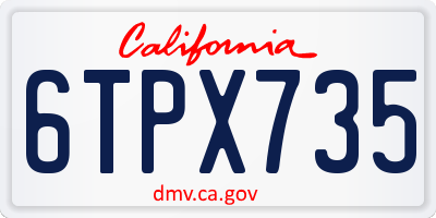 CA license plate 6TPX735