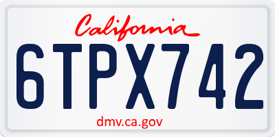 CA license plate 6TPX742