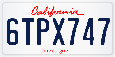 CA license plate 6TPX747