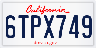 CA license plate 6TPX749